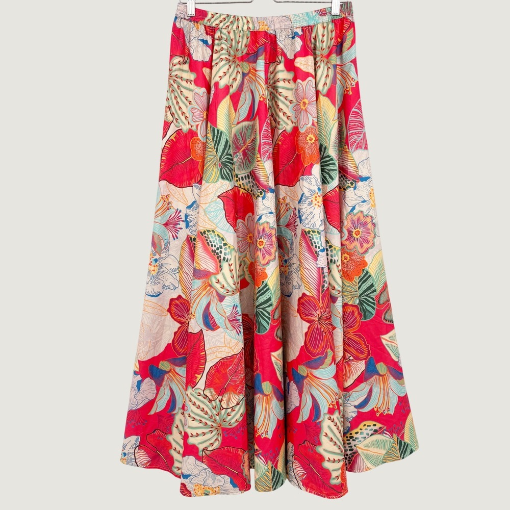 Rachel Zoe Womens Tropical Floral Resortwear Vacation Flowy Maxi Skirt Size M